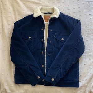 Navy Levi Sherpa Corduroy Jacket